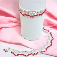 Shimmering Silver Alloy Emerald Anklet For Women-thumb3