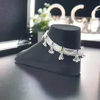 Shimmering Silver Alloy Emerald Anklet For Women-thumb3