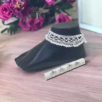 Shimmering Silver Alloy Emerald Anklet For Women-thumb1