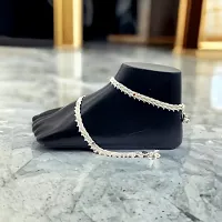 Shimmering Silver Alloy Emerald Anklet For Women-thumb1