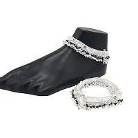 Shimmering Silver Alloy Emerald Anklet For Women-thumb1