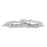 Shimmering Silver Alloy Emerald Anklet For Women-thumb4