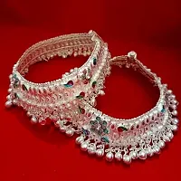 Shimmering Silver Alloy Emerald Anklet For Women-thumb1