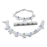 Shimmering Silver Alloy Emerald Anklet For Women-thumb1