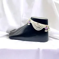 Shimmering Silver Alloy Emerald Anklet For Women-thumb1