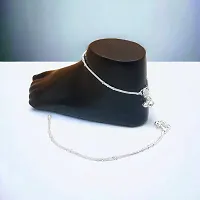 Shimmering Silver Alloy Emerald Anklet For Women-thumb2