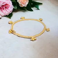 Shimmering Golden Alloy Emerald Anklet For Women-thumb2