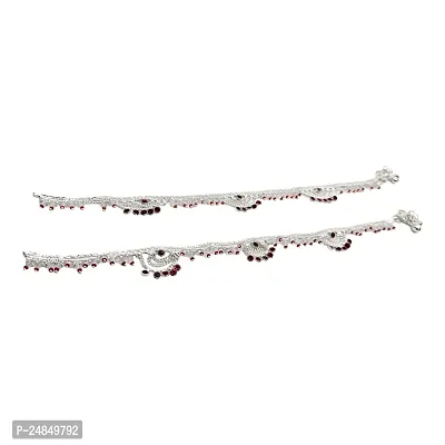 Shimmering Silver Alloy Emerald Anklet For Women-thumb4