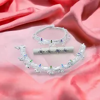 Shimmering Silver Alloy Emerald Anklet For Women-thumb3