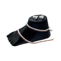 Shimmering Silver Alloy Emerald Anklet For Women-thumb1