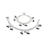 Shimmering Silver Alloy Emerald Anklet For Women-thumb3