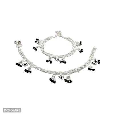 Shimmering Silver Alloy Emerald Anklet For Women-thumb4