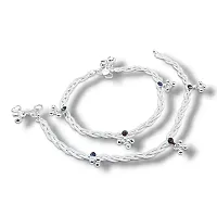 Shimmering Silver Alloy Emerald Anklet For Women-thumb2