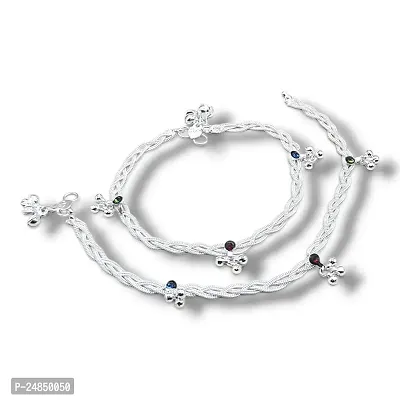 Shimmering Silver Alloy Emerald Anklet For Women-thumb3