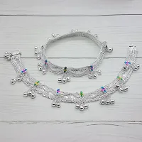 Shimmering Silver Alloy Emerald Anklet For Women-thumb1