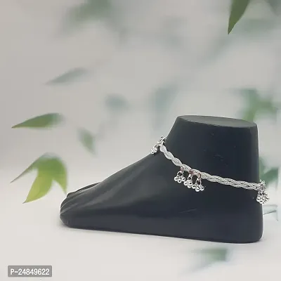 Shimmering Silver Alloy Emerald Anklet For Women-thumb2