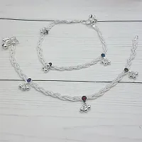 Shimmering Silver Alloy Emerald Anklet For Women-thumb1