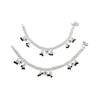 Shimmering Silver Alloy Emerald Anklet For Women-thumb3