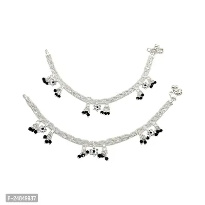 Shimmering Silver Alloy Emerald Anklet For Women-thumb4