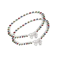 Shimmering Silver Alloy Emerald Anklet For Women-thumb2