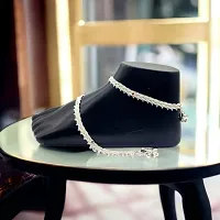 Shimmering Silver Alloy Emerald Anklet For Women-thumb1