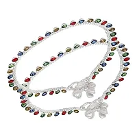 Shimmering Silver Alloy Emerald Anklet For Women-thumb1