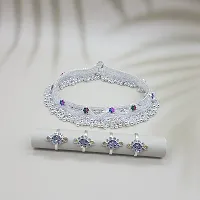 Shimmering Silver Alloy Emerald Anklet For Women-thumb2