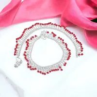 Shimmering Silver Alloy Emerald Anklet For Women-thumb1