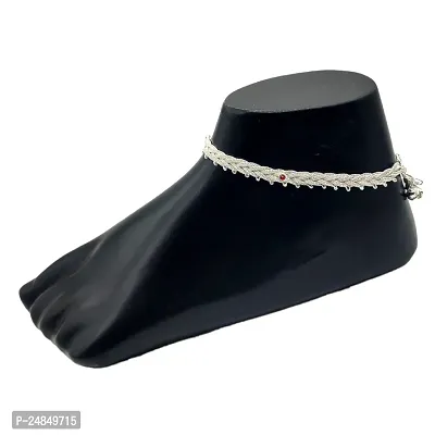 Shimmering Silver Alloy Emerald Anklet For Women-thumb0