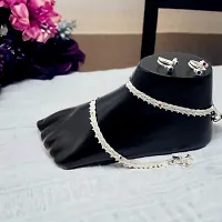 Shimmering Silver Alloy Emerald Anklet For Women-thumb1