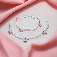 Shimmering Silver Alloy Emerald Anklet For Women-thumb1