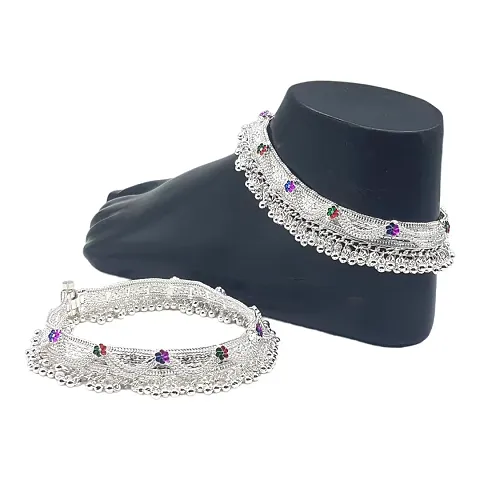 Shimmering Alloy Emerald Anklet For Women