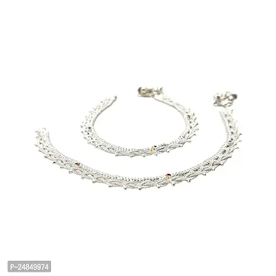 Shimmering Silver Alloy Emerald Anklet For Women-thumb0