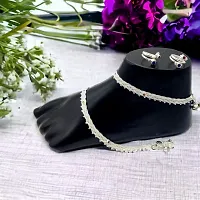 Shimmering Silver Alloy Emerald Anklet For Women-thumb1