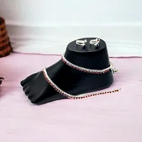 Shimmering Silver Alloy Emerald Anklet For Women-thumb1