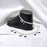 Shimmering Silver Alloy Emerald Anklet For Women-thumb1