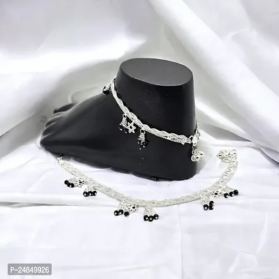 Shimmering Silver Alloy Emerald Anklet For Women-thumb2