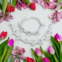 Shimmering Silver Alloy Emerald Anklet For Women-thumb2