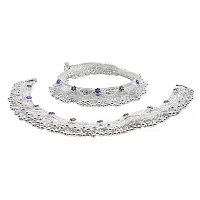 Shimmering Silver Alloy Emerald Anklet For Women-thumb1