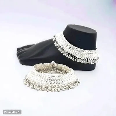 Shimmering Silver Alloy Emerald Anklet For Women-thumb3