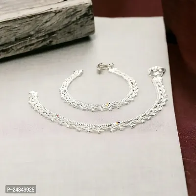 Shimmering Silver Alloy Emerald Anklet For Women-thumb3