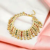 Shimmering Silver Alloy Emerald Anklet For Women-thumb2