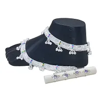 Shimmering Silver Alloy Emerald Anklet For Women-thumb1