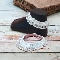 Shimmering Silver Alloy Emerald Anklet For Women-thumb1