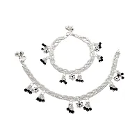 Shimmering Silver Alloy Emerald Anklet For Women-thumb2