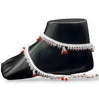 Shimmering Silver Alloy Emerald Anklet For Women-thumb1