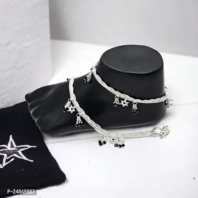 Shimmering Silver Alloy Emerald Anklet For Women-thumb2