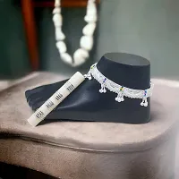 Shimmering Silver Alloy Emerald Anklet For Women-thumb1