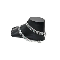 Shimmering Silver Alloy Emerald Anklet For Women-thumb1