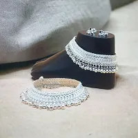 Shimmering Silver Alloy Emerald Anklet For Women-thumb2